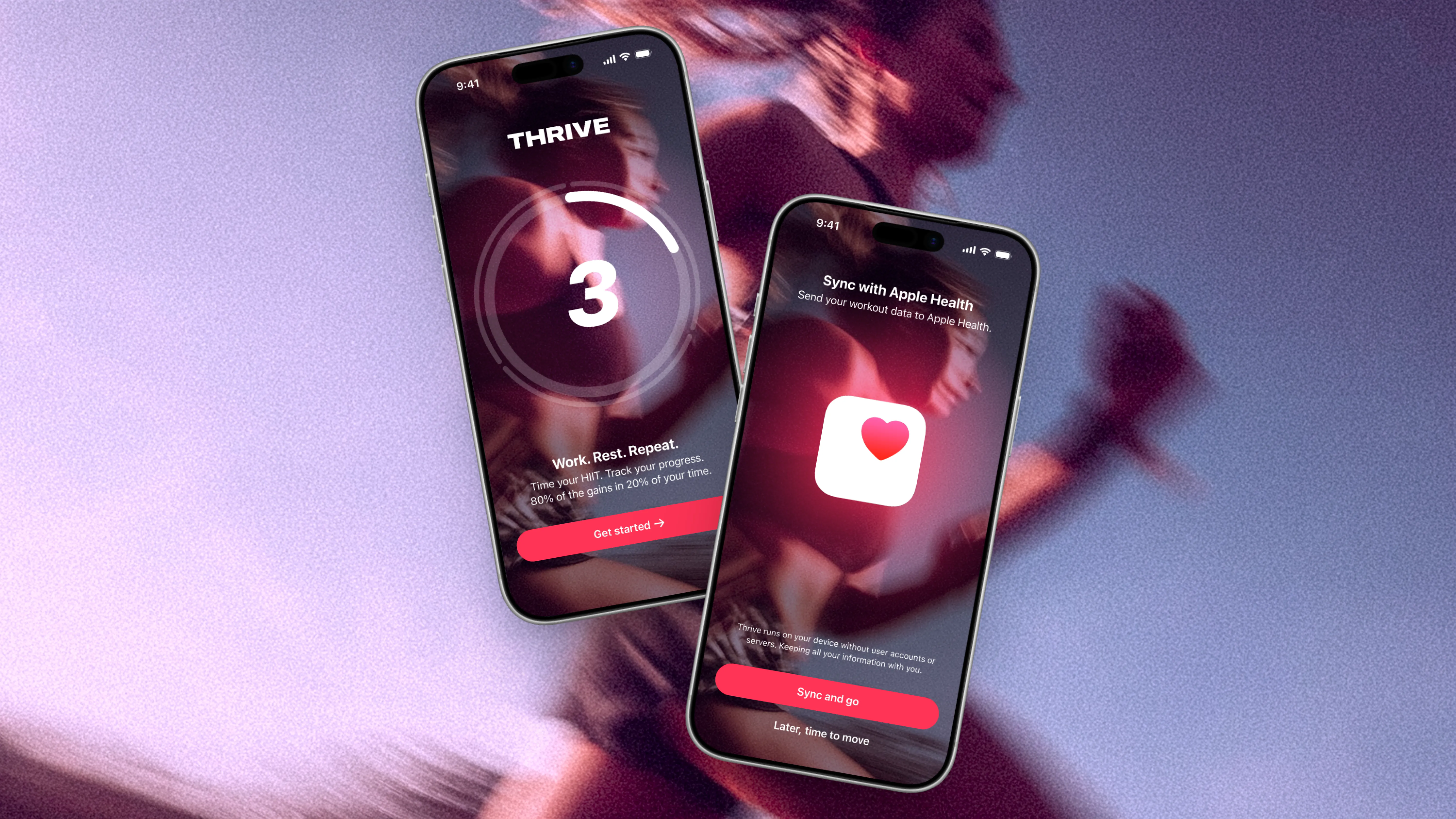 Thrive onboarding screens on iPhone.
