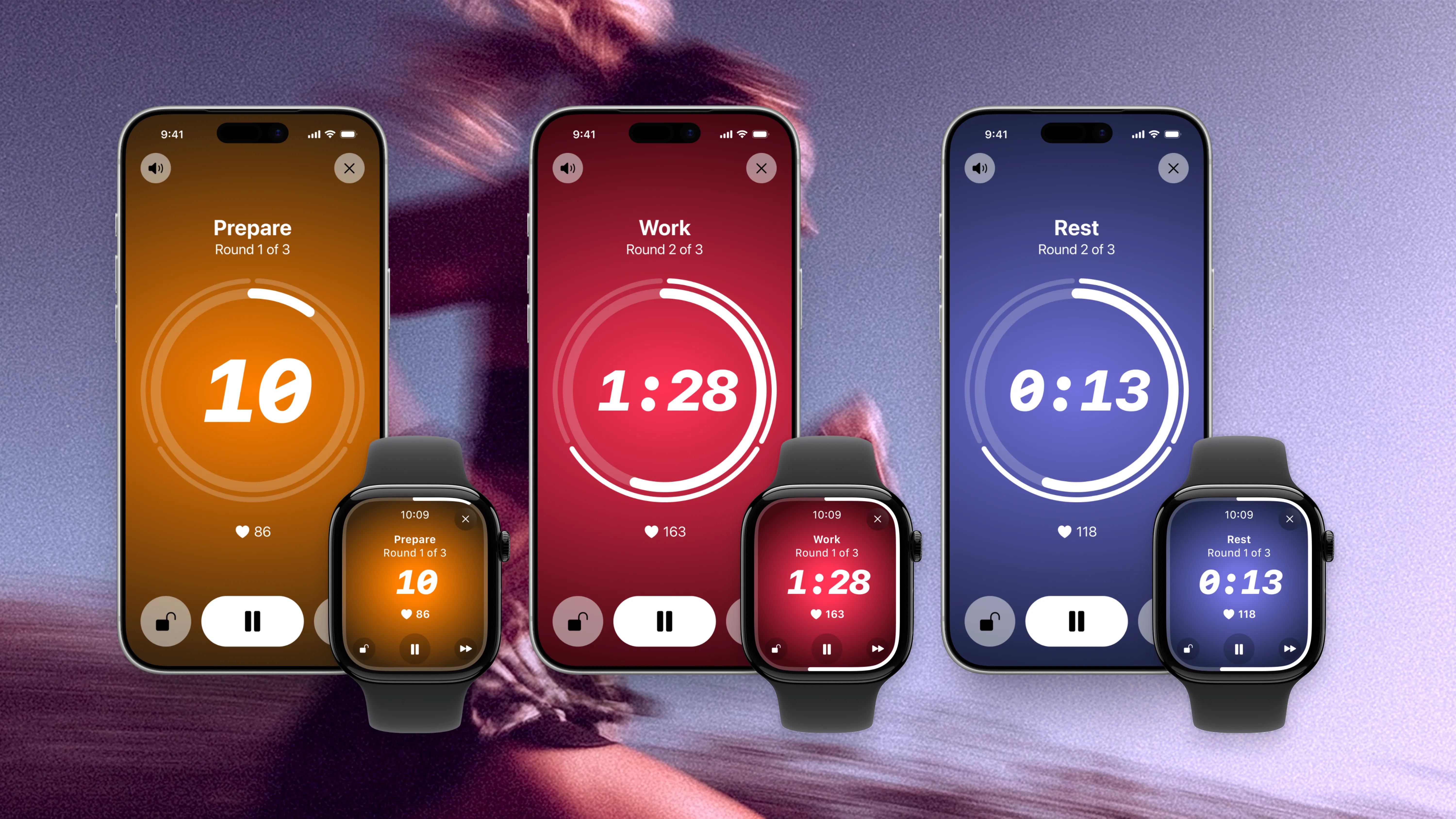 Thrive workout controls on Apple Watch.
